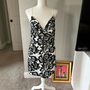Maeve Anthropologie Elegant Black and White Floral Dress